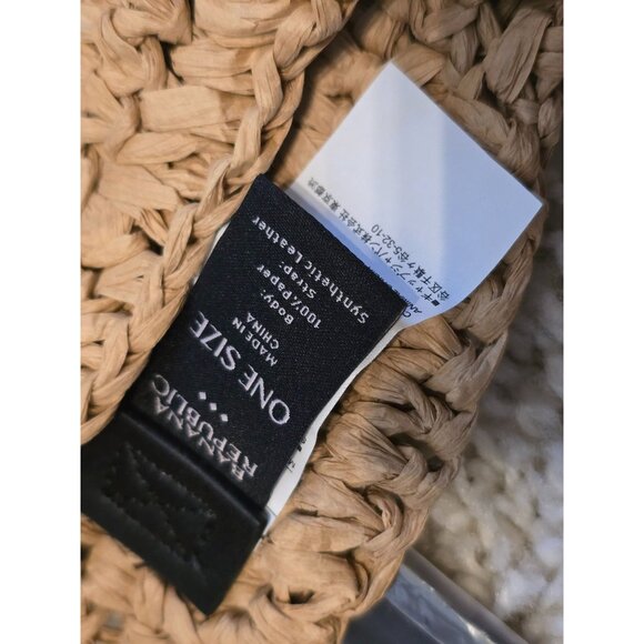 Banana Republic Woven Straw Tote Bag Synthetic Leather Handles One Size Beige - Picture 4 of 7